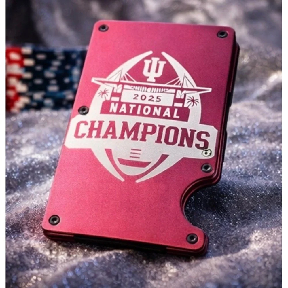Your Choice of IU Indiana Hoosier National‎ Champion minimalist RFID wallet.